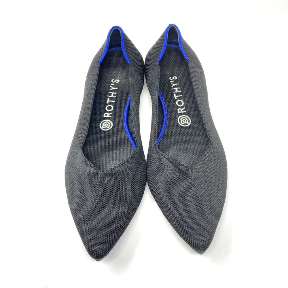 Rothy’s | Black the Point Flats Knit Slip Ons Blue 10.5